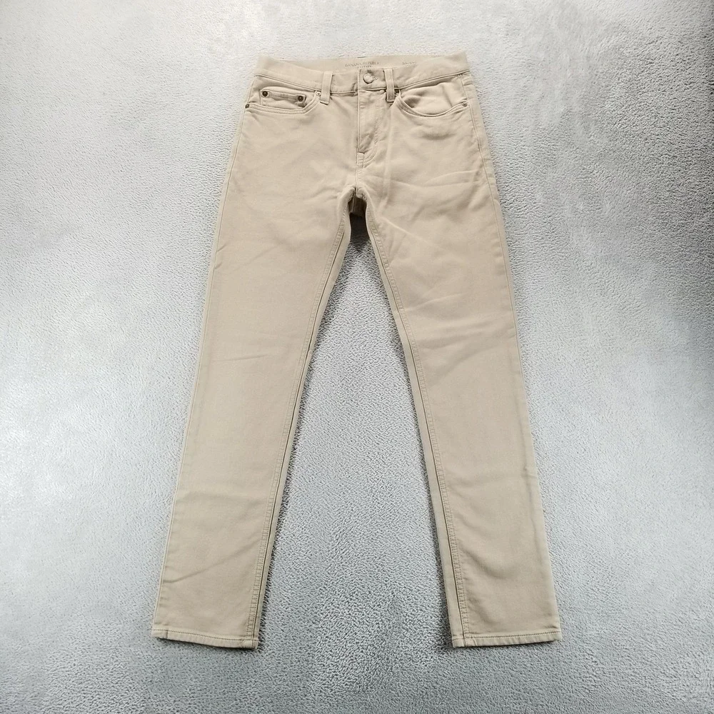 Banana Republic Pants Mens 30x32 Beige Traveler Slim Fit Stretch Khakis Casual